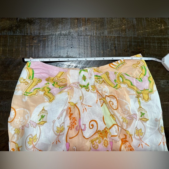 NWT HALE BOB Sophrona Pastel Paisley Print Drape Front Linen Skirt Size Small - Picture 5 of 8
